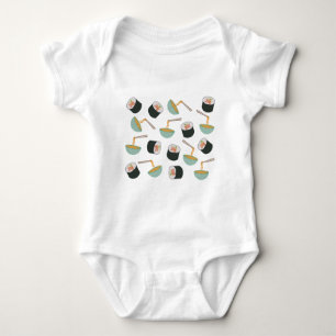 Sushi and Noodles Pattern Baby Bodysuit