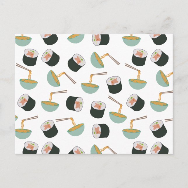Sushi and Noodles Pattern Postcard (Front)