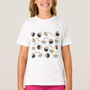 Sushi and Noodles Pattern T-Shirt