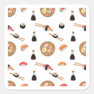 Sushi and Ramen Pattern Design Sticker