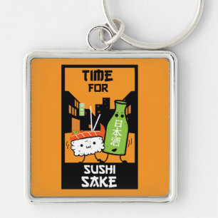 Sushi And Sake Foodies  Key Ring