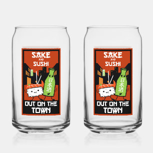 Sushi And Sake Foodies Napkin Can Glass