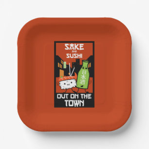 Sushi And Sake Foodies Napkin Paper Plate