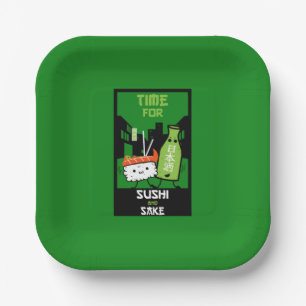 Sushi And Sake Foodies Paper Plate
