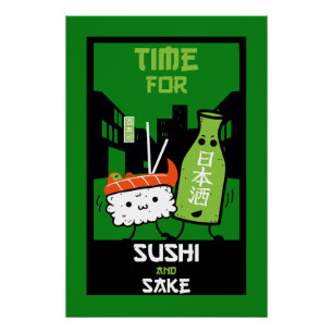 Sushi And Sake Foodies  Poster