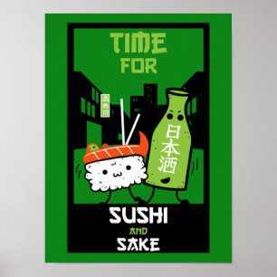 Sushi And Sake Foodies Poster