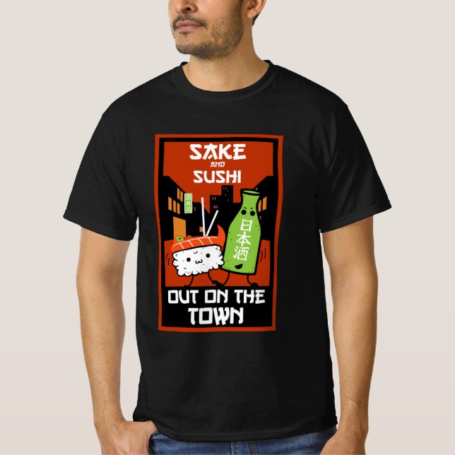 Sushi And Sake Foodies T-Shirt (Front)