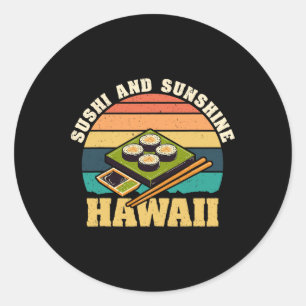 Sushi And Sunshine Funny Summer Vacation Japan Foo Classic Round Sticker