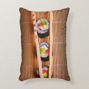 Sushi and wooden chopsticks decorative cushion