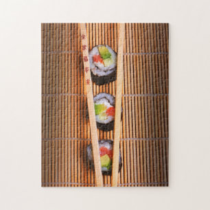 Sushi and wooden chopsticks jigsaw puzzle