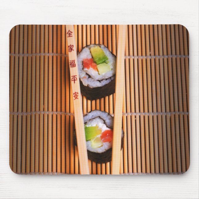 Sushi and wooden chopsticks mouse pad (Front)
