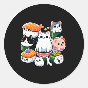 Sushi Anime Cat Sushi Lover Gift  Classic Round Sticker