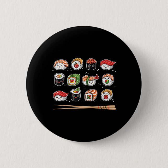 Sushi Anime Kawaii Japanese Food Lover Otaku Manga 6 Cm Round Badge (Front)