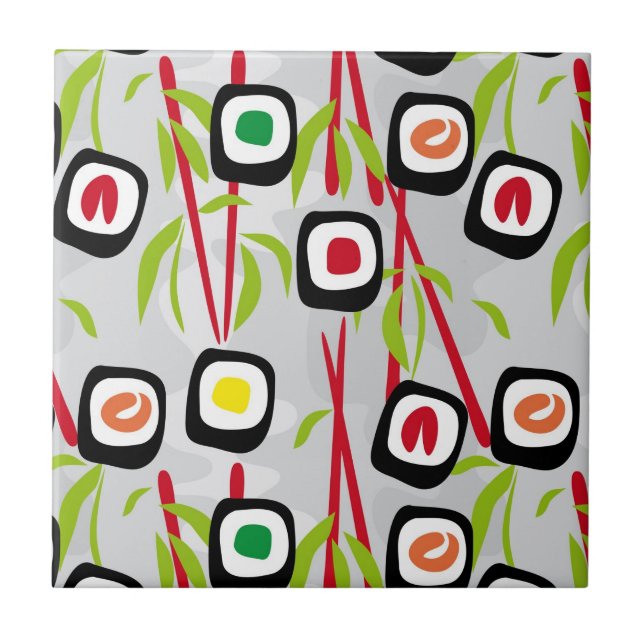 Sushi background ceramic tile (Front)