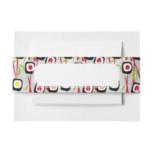 Sushi background invitation belly band
