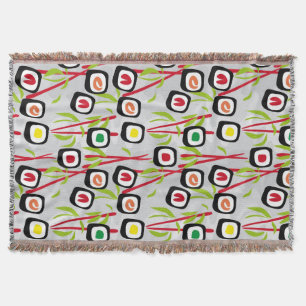 Sushi background throw blanket