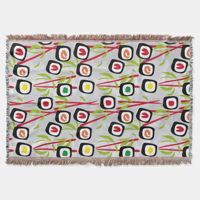 Sushi background throw blanket (Front)