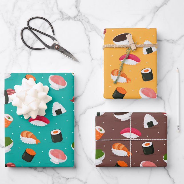 Sushi Bar Wrapping Paper Set of 3 (Front)