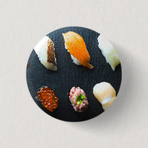 Sushi Beauty on Leaf – SUSHIMI Button Badge
