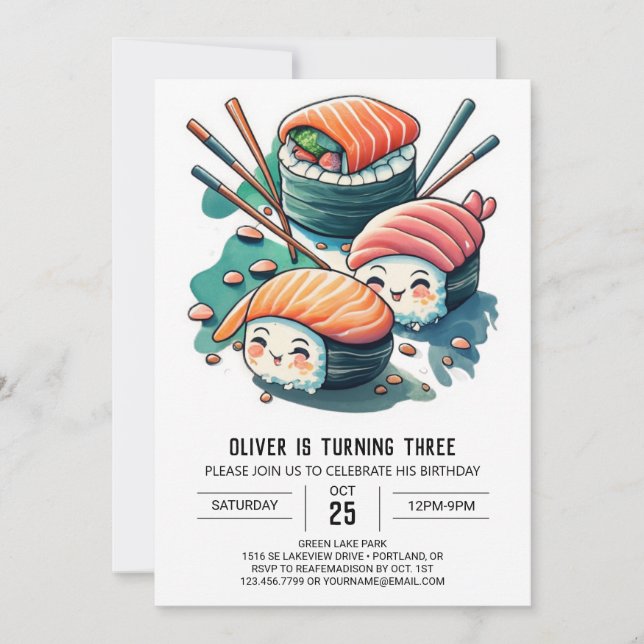 Sushi Birthday Invitation (Front)