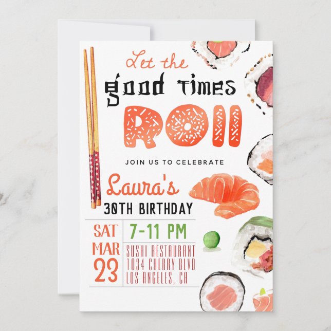Sushi Birthday Invitation (Front)