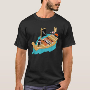 Sushi Boat Pirate Sashimi Fish Rice Japan Fans Gif T-Shirt