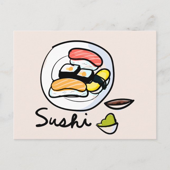 Sushi cartoon cute Japanese sushi food Postcard (Front)