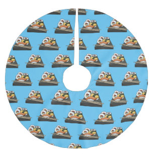 Sushi cartoon illustration brushed polyester tree skirt