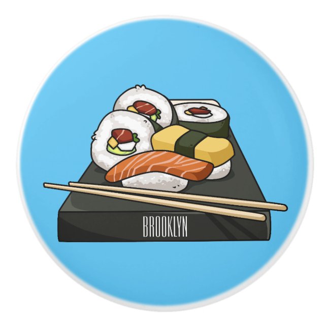 Sushi cartoon illustration  ceramic knob (Front)