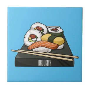 Sushi cartoon illustration  ceramic tile