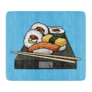Sushi cartoon illustration cutting board