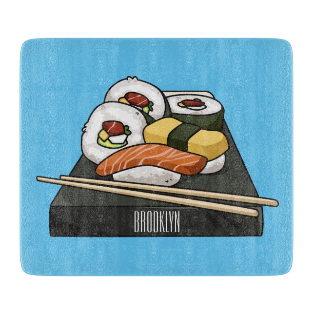 Sushi cartoon illustration  cutting board (Front)