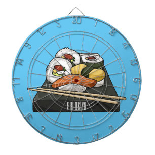 Sushi cartoon illustration  dartboard