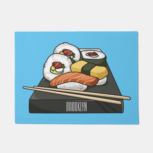 Sushi cartoon illustration  doormat (Front)