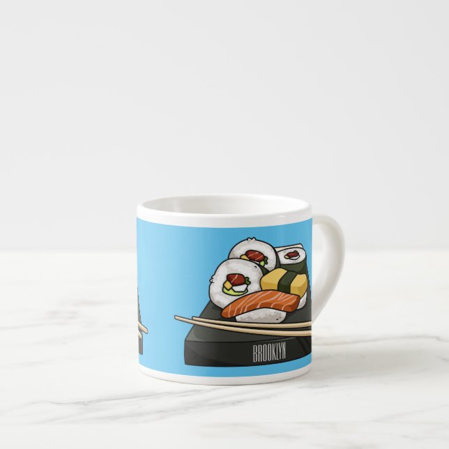 Sushi cartoon illustration  espresso cup (Front Right)