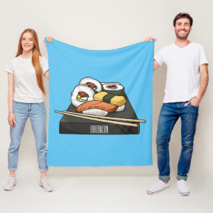 Sushi cartoon illustration  fleece blanket