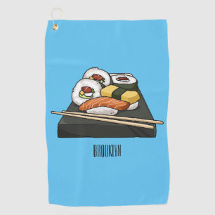 Sushi cartoon illustration golf towel