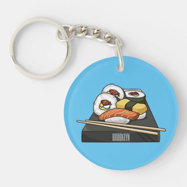 Sushi cartoon illustration  key ring (Front)
