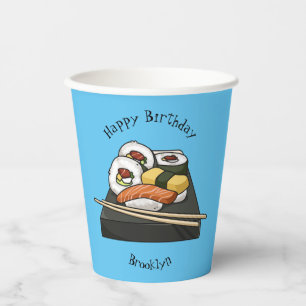 Sushi cartoon illustration paper cups