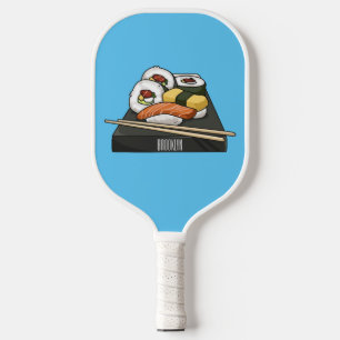 Sushi cartoon illustration pickleball paddle