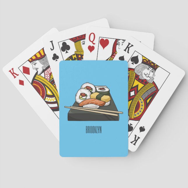 Sushi cartoon illustration  playing cards (Back)