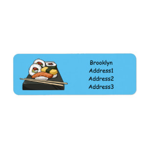 Sushi cartoon illustration return address label