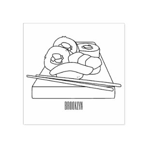 Sushi cartoon illustration rubber stamp