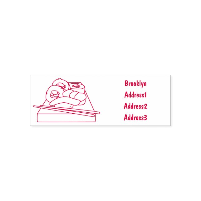 Sushi cartoon illustration self-inking stamp (Design)