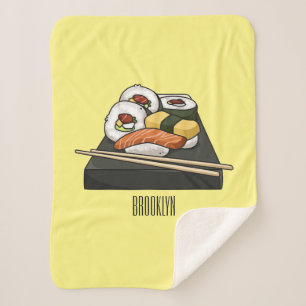Sushi cartoon illustration sherpa blanket