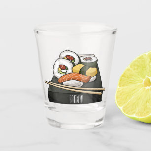 Sushi cartoon illustration shot glass