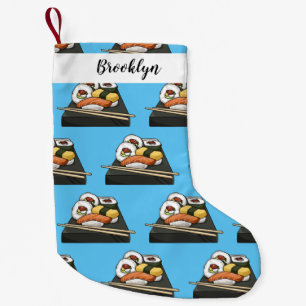 Sushi cartoon illustration small christmas stocking
