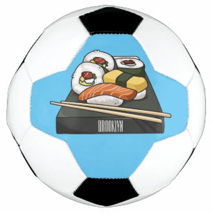 Sushi cartoon illustration soccer ball