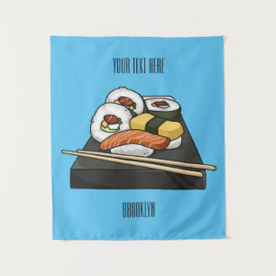 Sushi cartoon illustration  tapestry