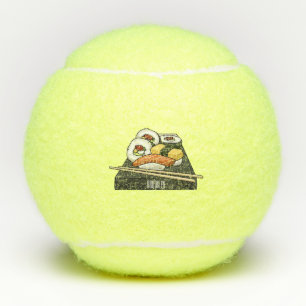 Sushi cartoon illustration tennis balls